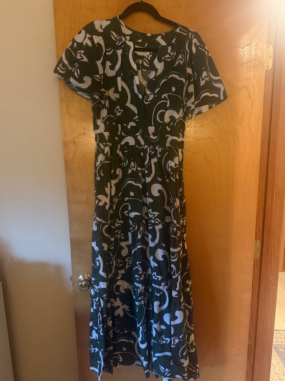 Anthropologie Somerset Green and White Maxi Dress